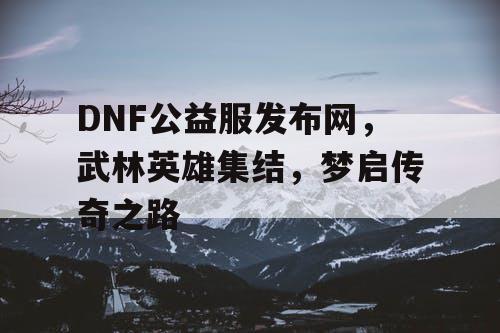 DNF公益服发布网，武林英雄集结，梦启传奇之路