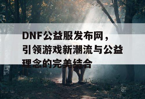 DNF公益服发布网，引领游戏新潮流与公益理念的完美结合