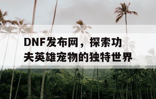 DNF发布网，探索功夫英雄宠物的独特世界