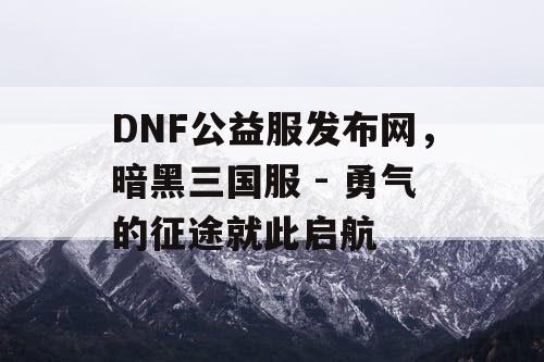 DNF公益服发布网，暗黑三国服 - 勇气的征途就此启航