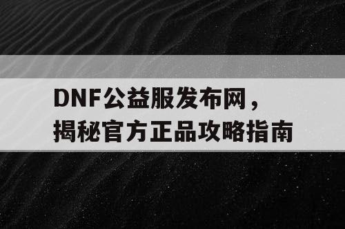 DNF公益服发布网，揭秘官方正品攻略指南